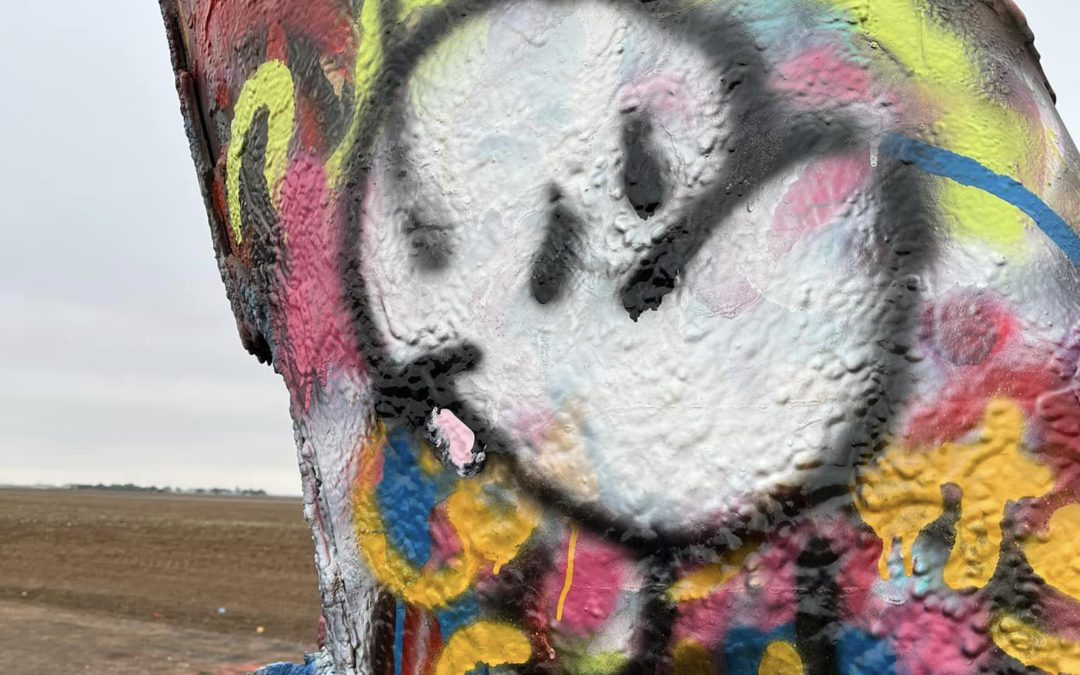 Fone Bone meets Cadillac Ranch, Amarillo TX