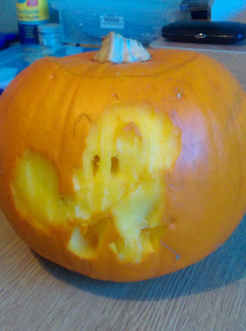 Smiley Bone Carved Pumpkin
