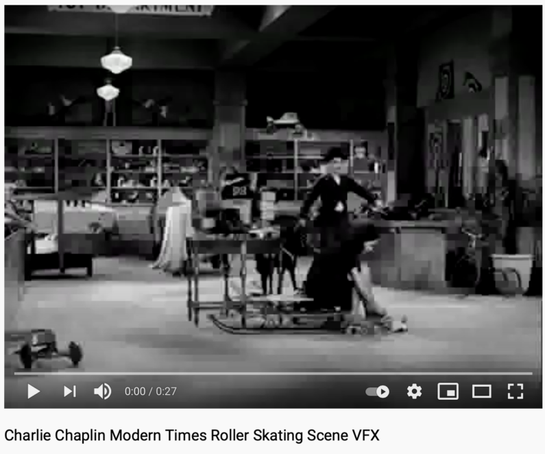 Charlie Chaplin Rollerskating Scene in Modern Times