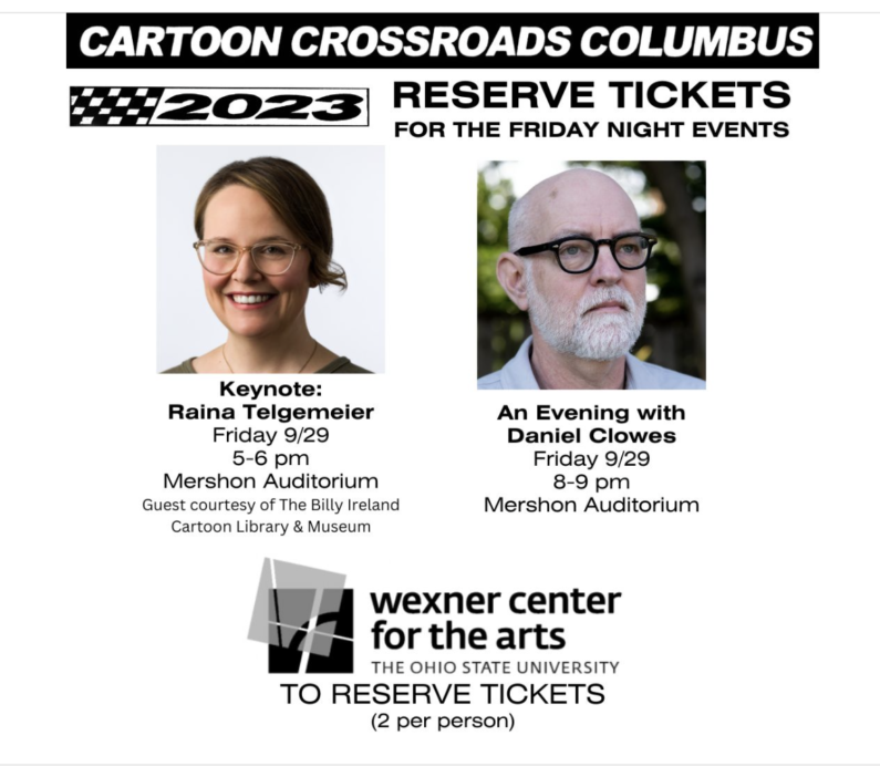 CXC 2023! Tickets Available Today for Raina Telgemeier and Dan Clowes Appearances!